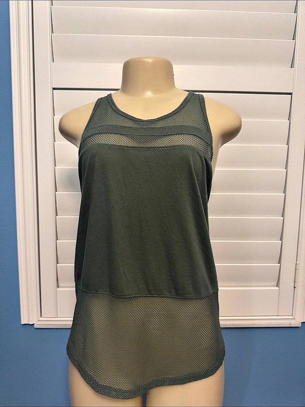 Mesh Panel Racerback Tank in Green Like New